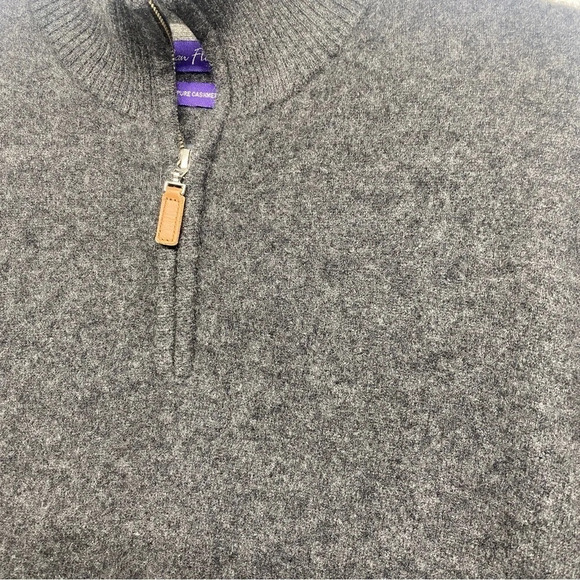 ALAN FLUSSER 100% Pure Cashmere 1/4 Zip Pullover Sweater Gray L - Picture 3 of 5
